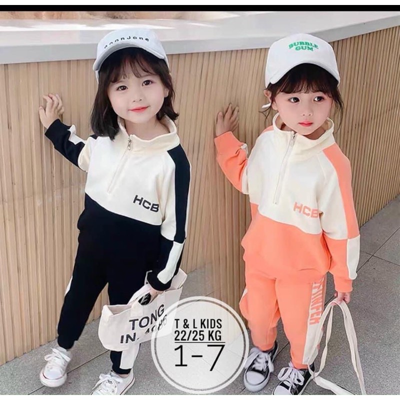 Tiemmomo_ Bộ nỉ da cá thể thao bé gái cực chất