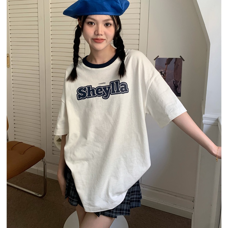 Áo Thun Nữ Cổ Tròn Ngắn Tay In Chữ