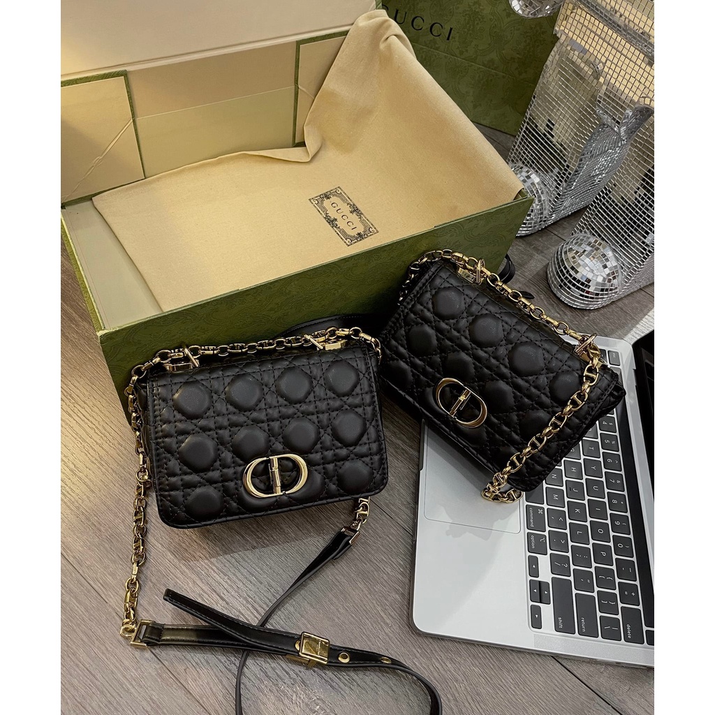 [Xả Vỡ Box] Túi khóa CD đeo chéo ô trám size 18cm xinh xỉu đủ màu