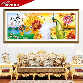 Tranh Đính Đá ABC 3D Khổng Tước Phú Quý 8028 (Khách tự đính) KT:158x69cm