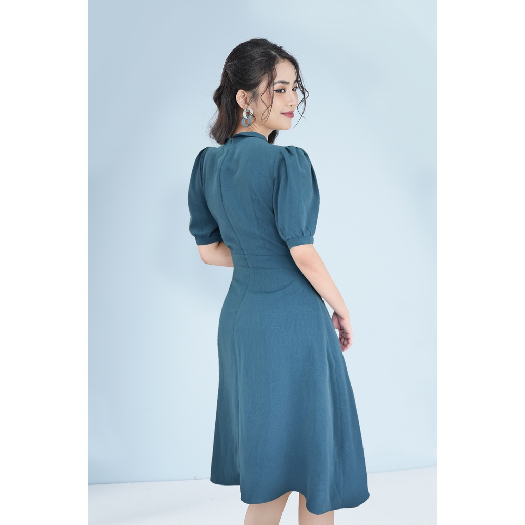 Váy Đầm Thiết kế Luperi LFV3294 Cổ Phối Nơ Dáng Xòe