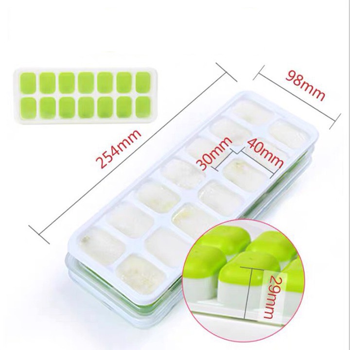 KHAY LÀM ĐÁ SILICON CÓ NẮP ĐẬY