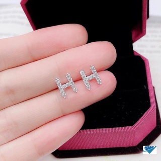 Khuyên tai chữ H đính đá cực xinh- Chuẩn bạc ta