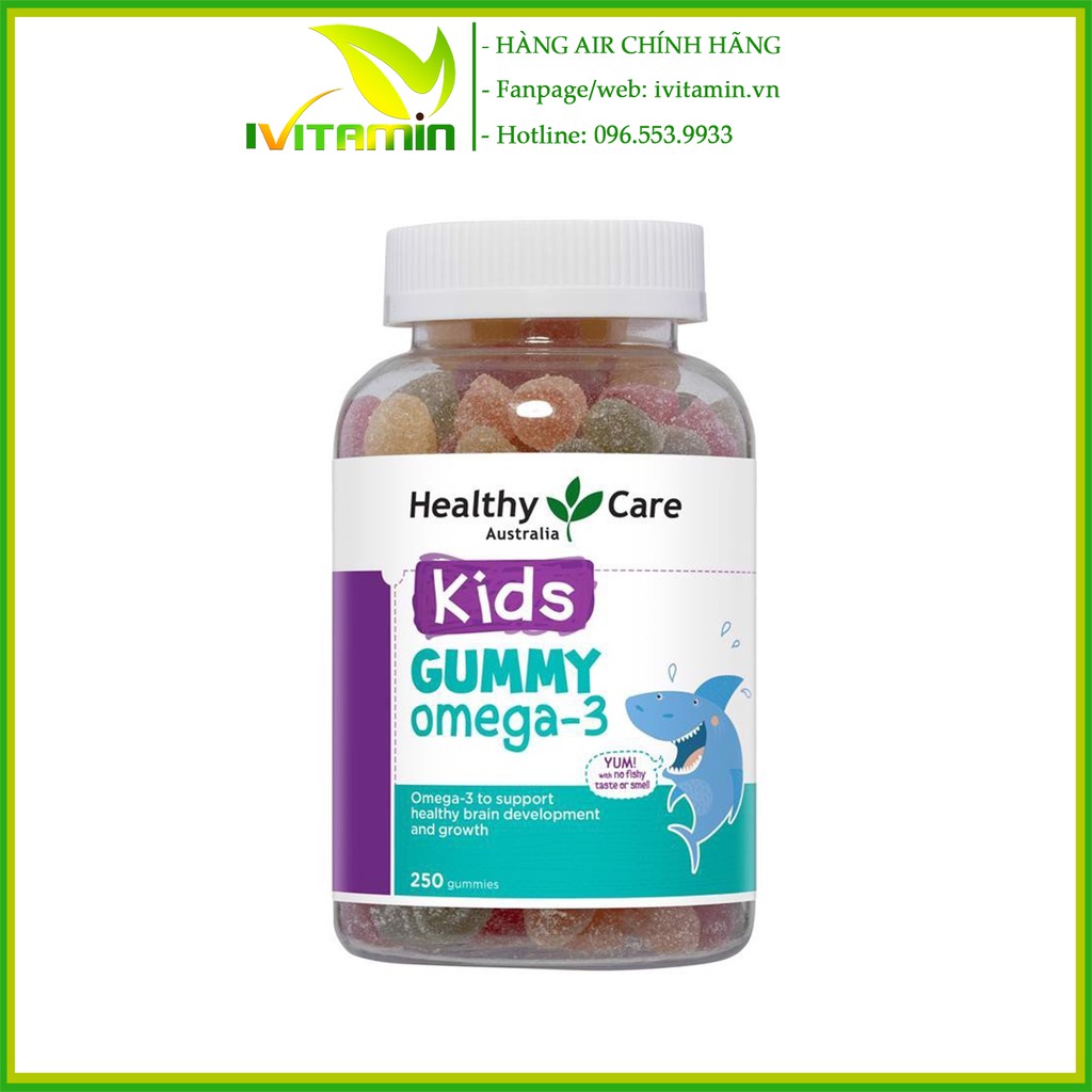 Kẹo dẻo Gummy Healthy Care Kids Úc bổ sung Omega 3 và Vitamin cho bé từ 2 tuổi 250 viên