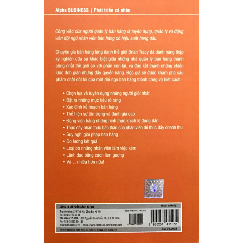 Sách - Thuật Quản Lý Bán Hàng - Alphabooks