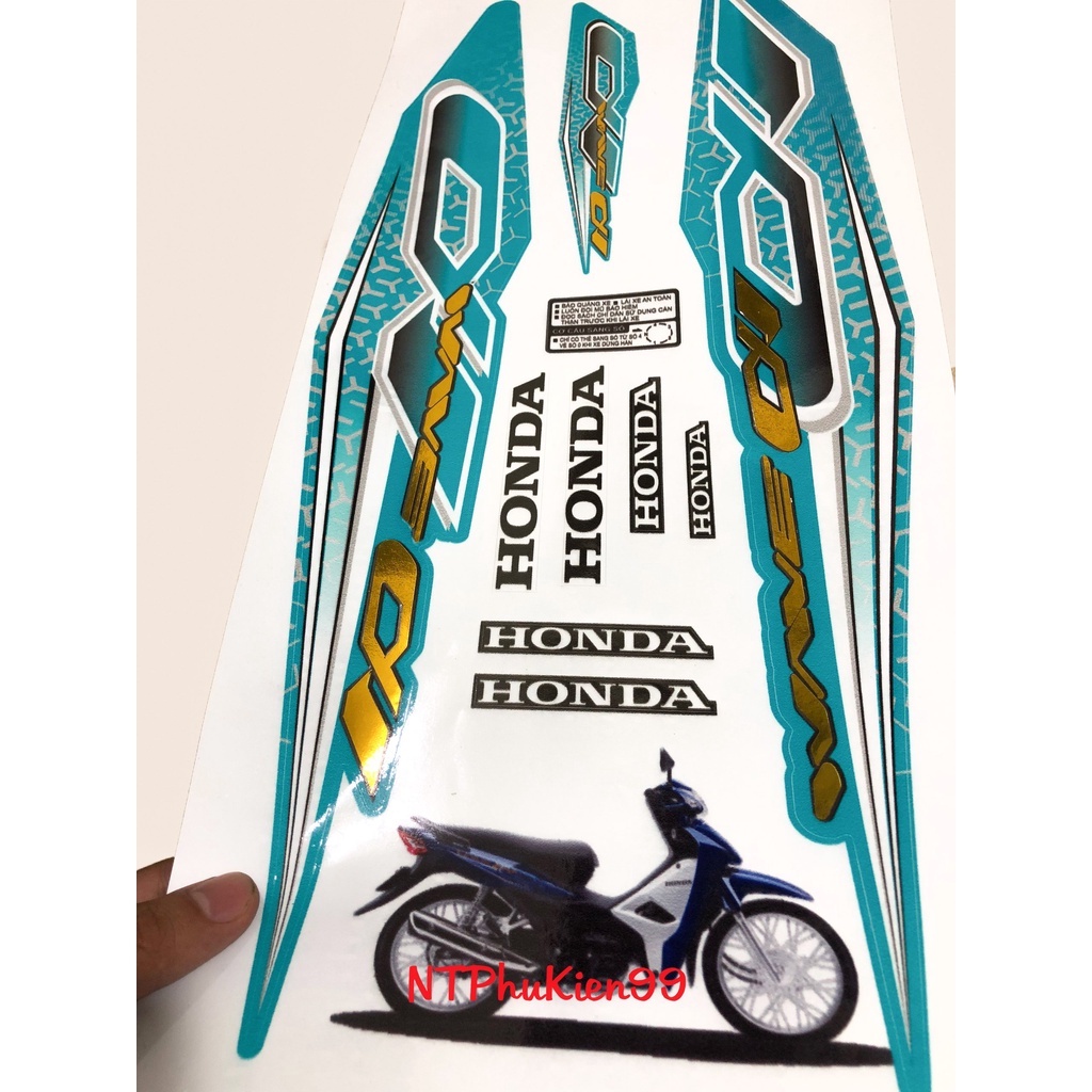 Tem Wave Zin GHÉP CROM Màu Xanh Lục Bảo  Dán cho Wave 50cc-100cc-110cc