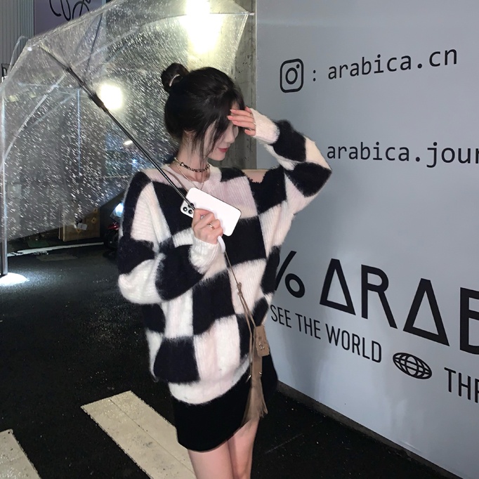  Áo Sweater Dệt Kim Tay Dài Hở Vai Họa Tiết Kẻ Sọc Phong Cách Hàn Quốc Thời Trang | BigBuy360 - bigbuy360.vn