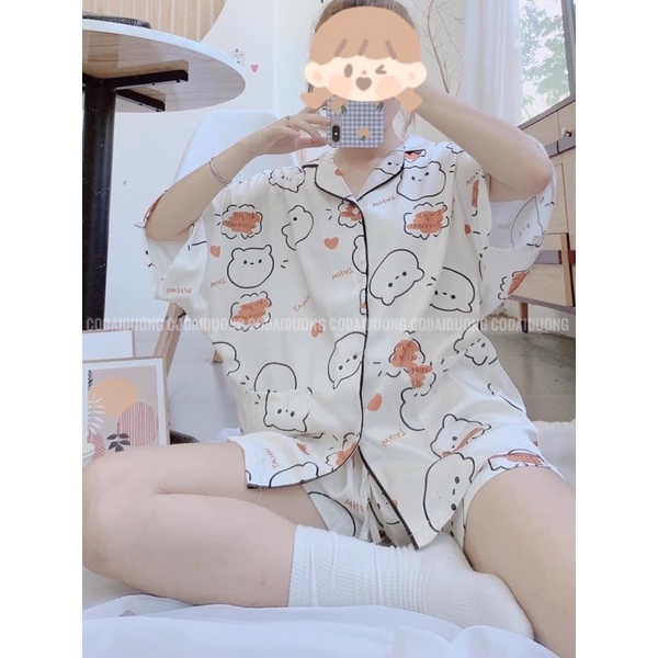 Bộ Pijama Ngắn Tay - Bộ Ngủ Ulzzang Cute Hot Trend 2021(Quần Đùi, Áo cộc) samsam4896