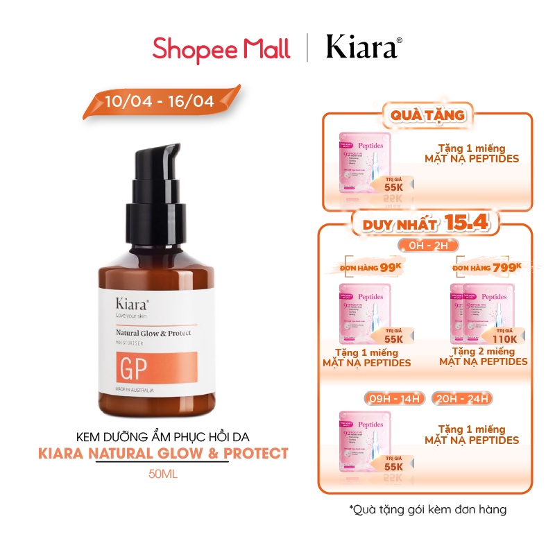 Kem dưỡng ẩm phục hồi da Kiara Natural Glow &amp; Protect | 50ml