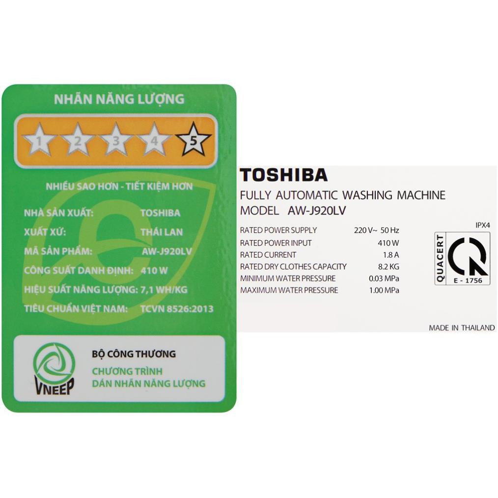 Máy giặt Toshiba 8.2 kg AW-J920LV SB