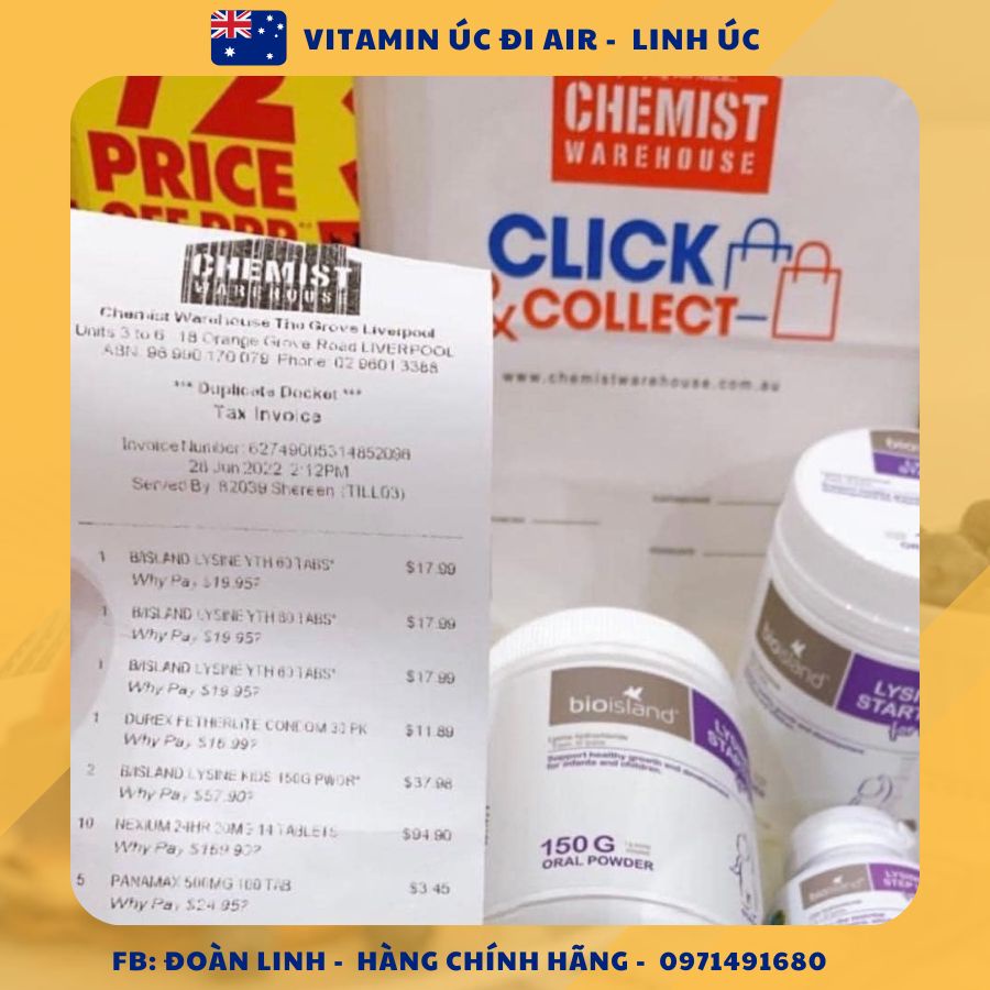 Bột tăng chiều cao Bioisland Lysine starter for kids, Hàng Chuẩn Úc