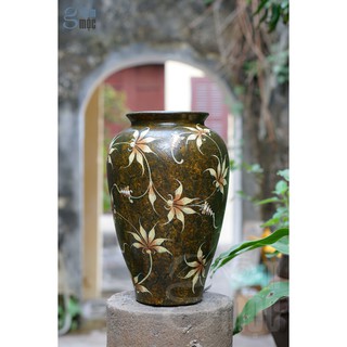 Bình gốm sơn mài giả gỗ, gốm Bát Tràng