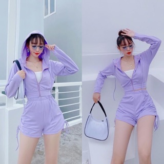 Set bộ 3 món quần đùi, áo 2 dây và khoác lửng, có tách lẻ