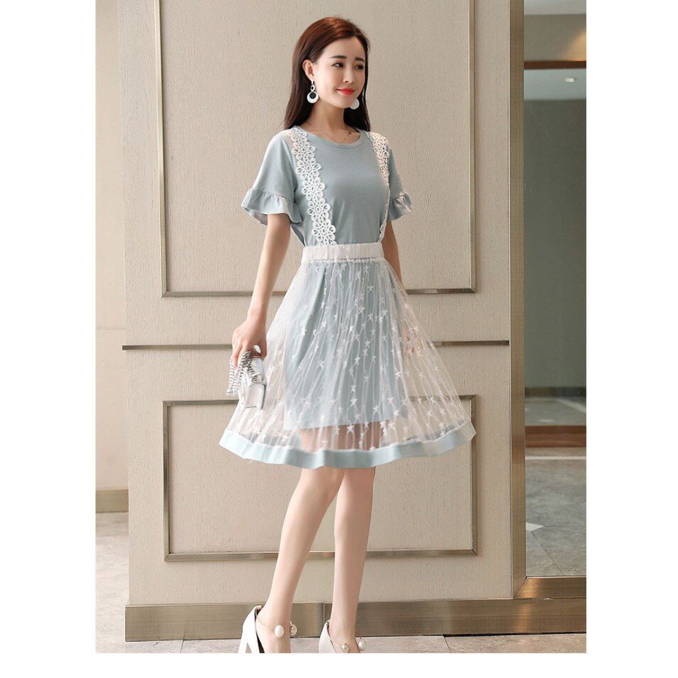 ĐẦM TAY LOE PHỐI TÙNG LƯỚI HỌA TIẾT KIỂU YẾM D0592