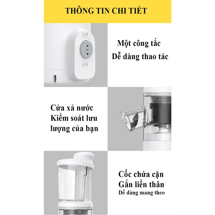Máy Ép Chậm Trái Cây Mini BUD BJ08 Cơ Chế Hai Kênh - Avita