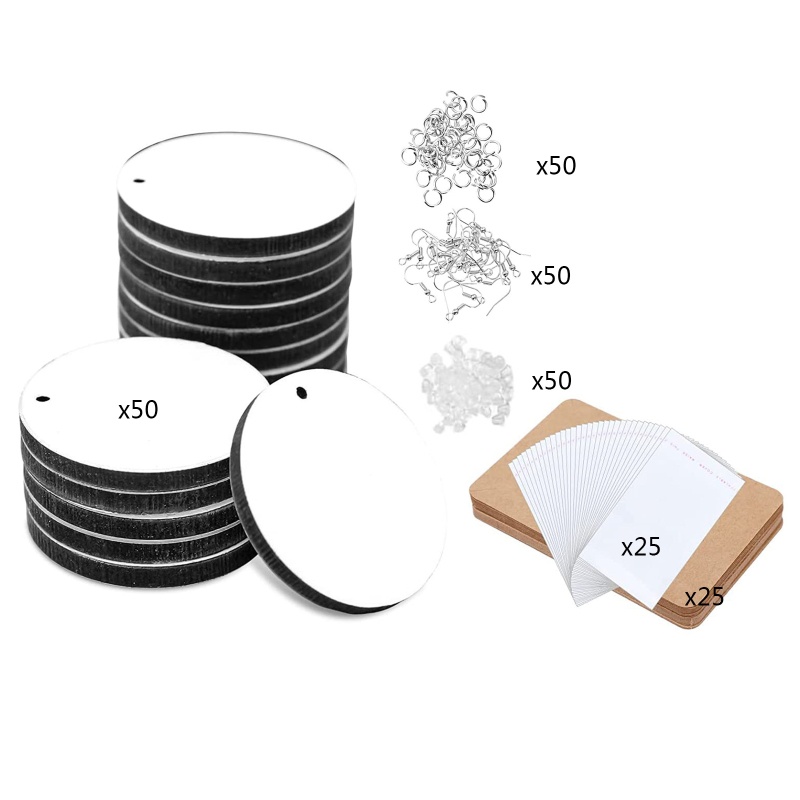 Set 50 Khuyên Tai Tròn Bằng Gỗ Chưa Hoàn Thiện