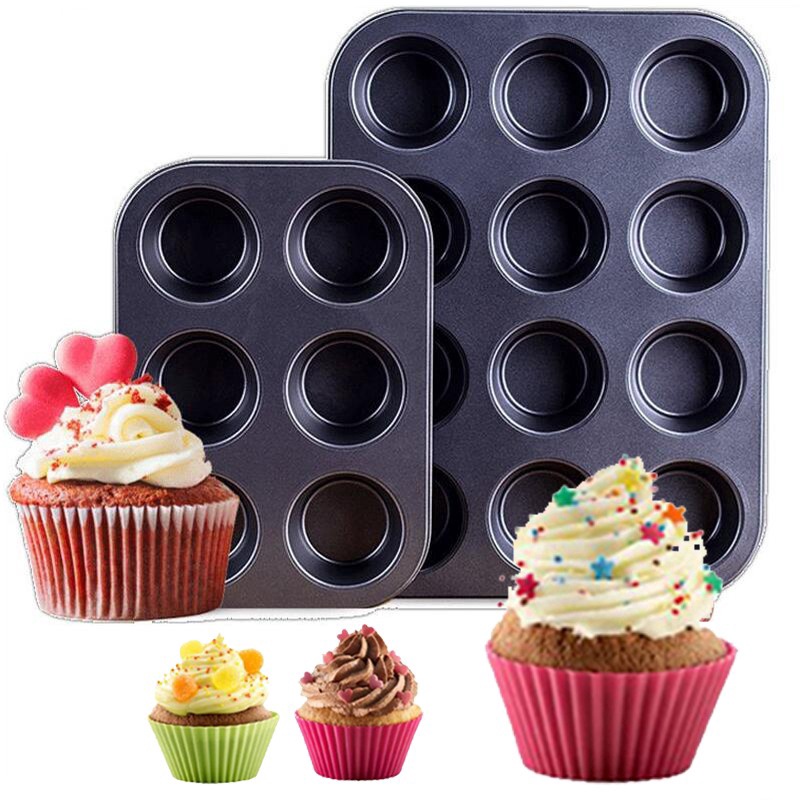 Khuôn Làm Bánh Cupcake / Muffin / Cupcake Hình Vuông 6 Lỗ Bằng Thép Carbon Chống Dính