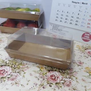 Combo 30 Khay giấy kraft có nắp nhựa