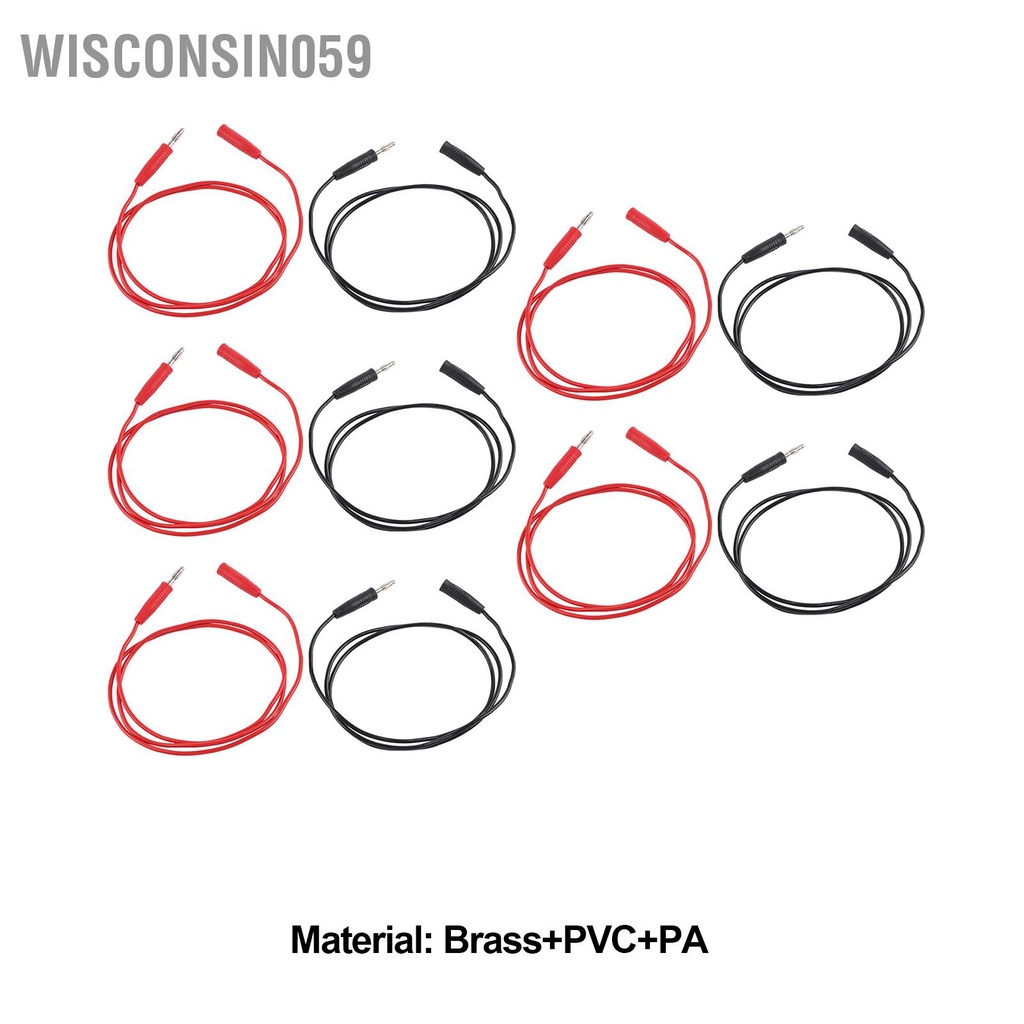 Wisconsin059 5 Bộ 4mm Dây dẫn thử nghiệm phích cắm chuối Nam nữ 0 75mm² cáp kết nối điện tử
