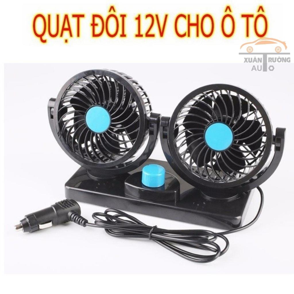 Quạt máy đôi mini 12v xoay 360 tiện ích trên ô tô, xe hơi cao cấp