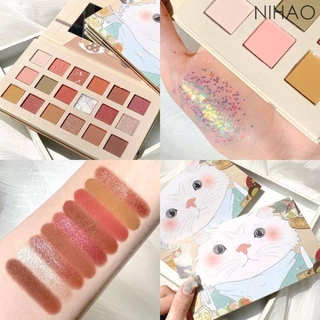 Bảng phấn mắt Muge Leen Cat 18 màu nhũ trang điểm chuyên nghiệp