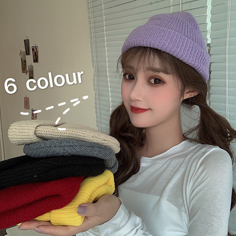 Mũ Len Dệt Kim Màu Trơn Thời Trang Mùa Đông Hàn Quốc 17t838