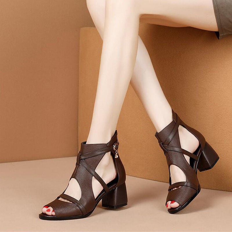Giày Sandal Cao Gót Hở Mũi Phong Cách La Mã Thời Trang Mùa Hè Hàng Mới 2022 Dành Cho Bạn Nữ