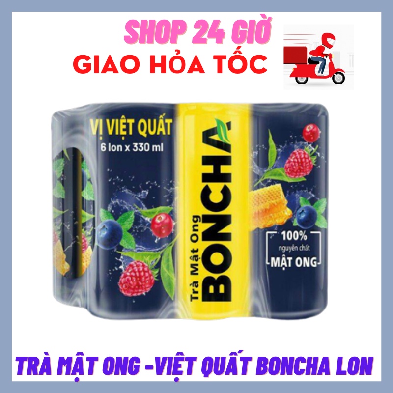 Trà Mật Ong Vị Việt Quất BONCHA 1 Lốc 6 Lon