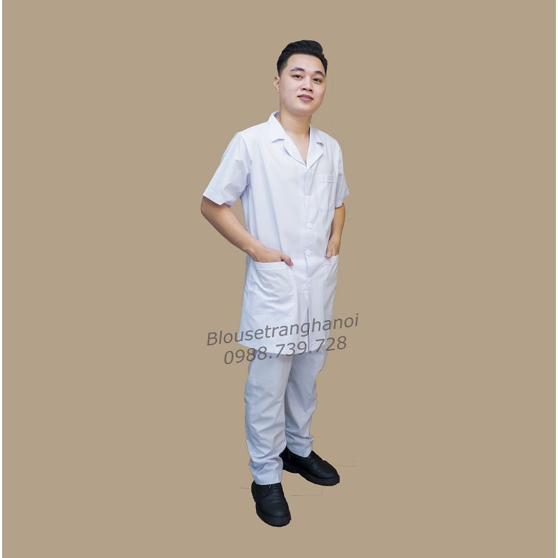 Áo Điều Dưỡng Nam - Áo Bác Sĩ Nam - Áo Bác Sĩ Blouse Nam - áo thẩm mỹ nam (hàng đẹp) - Blouse trắng Hà Nội