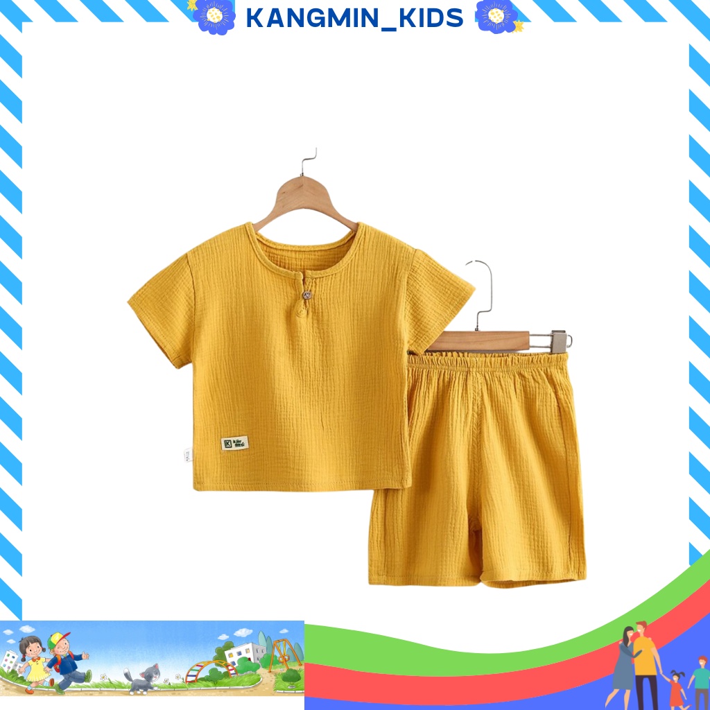 Bộ cộc tay cho bé KANGMIN KIDS , chất đũi xốp cho bé từ 8-23kg