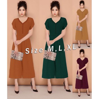 Jumpsuit đồ bay lửng ống suông cổ tim đính hột xinh xắn J977