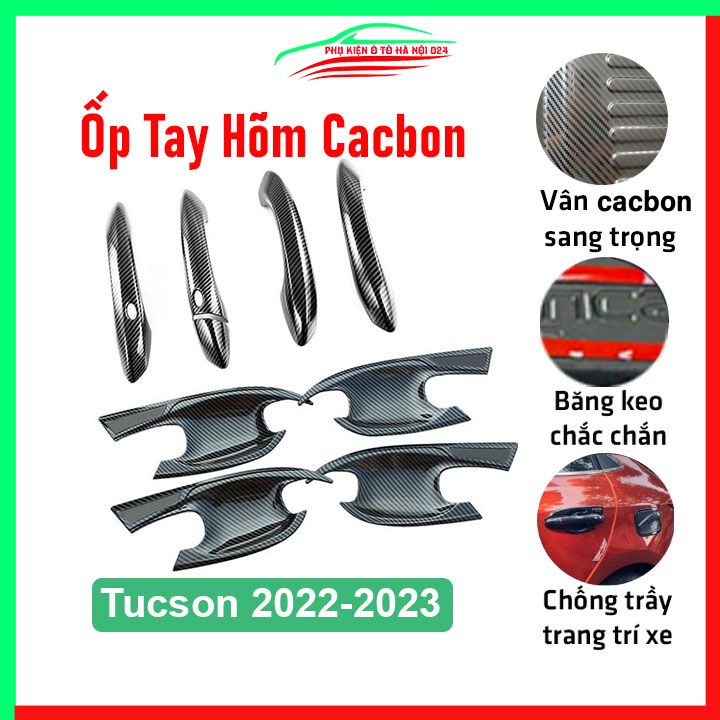 Ốp tay hõm Tucson 2022-2023 vân Cacbon bảo vệ chống trầy cửa xe