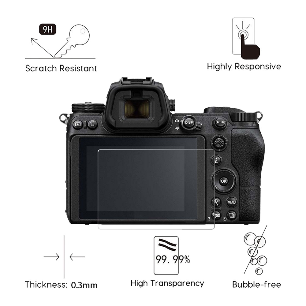 Set 2 Kính Cường Lực Bảo Vệ Màn Hình Camera Nikon Z5 / Z6 Z6II / Z7 Z7II Z9 9H 2.5D
