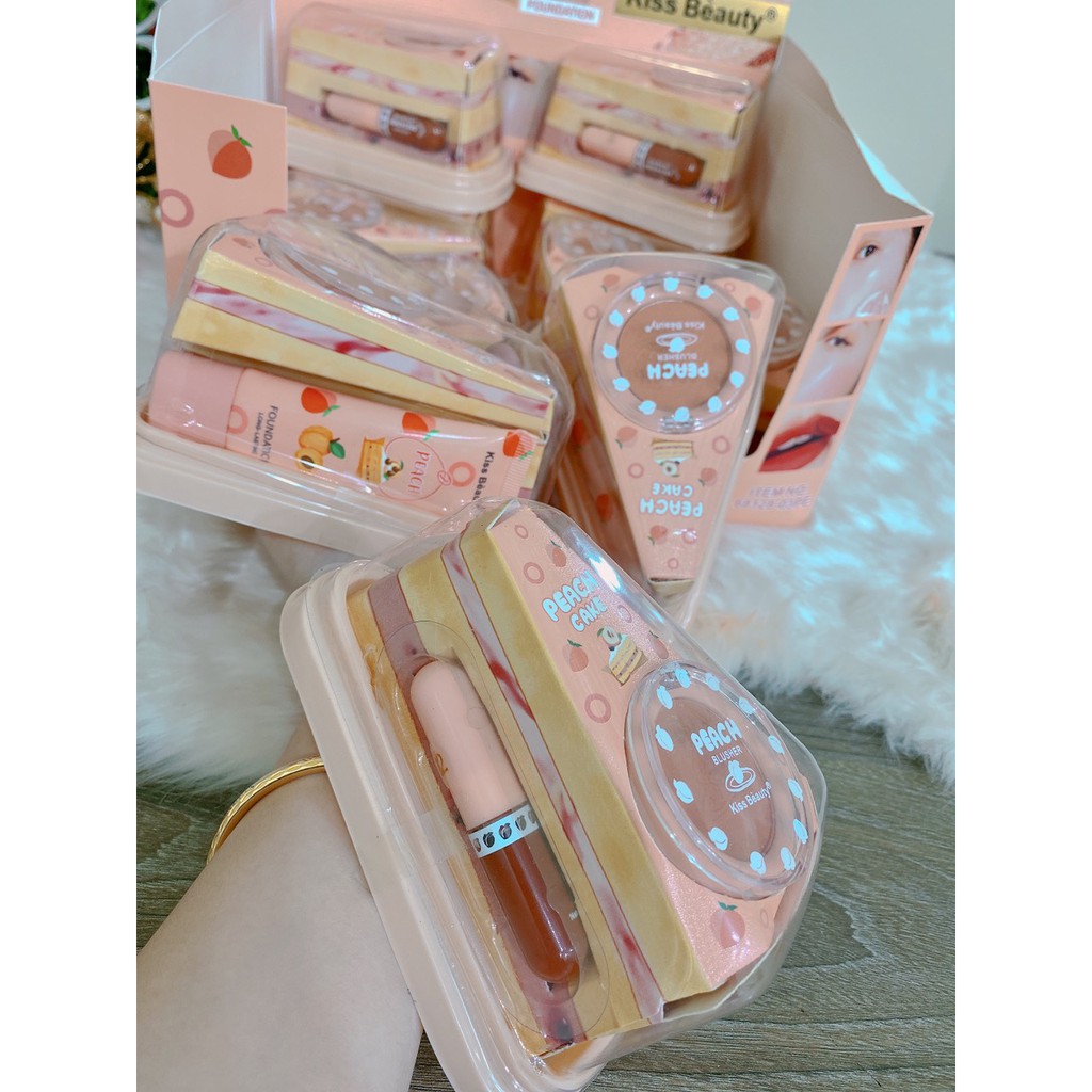 Set trang điểm bánh kem 3 món Peach
