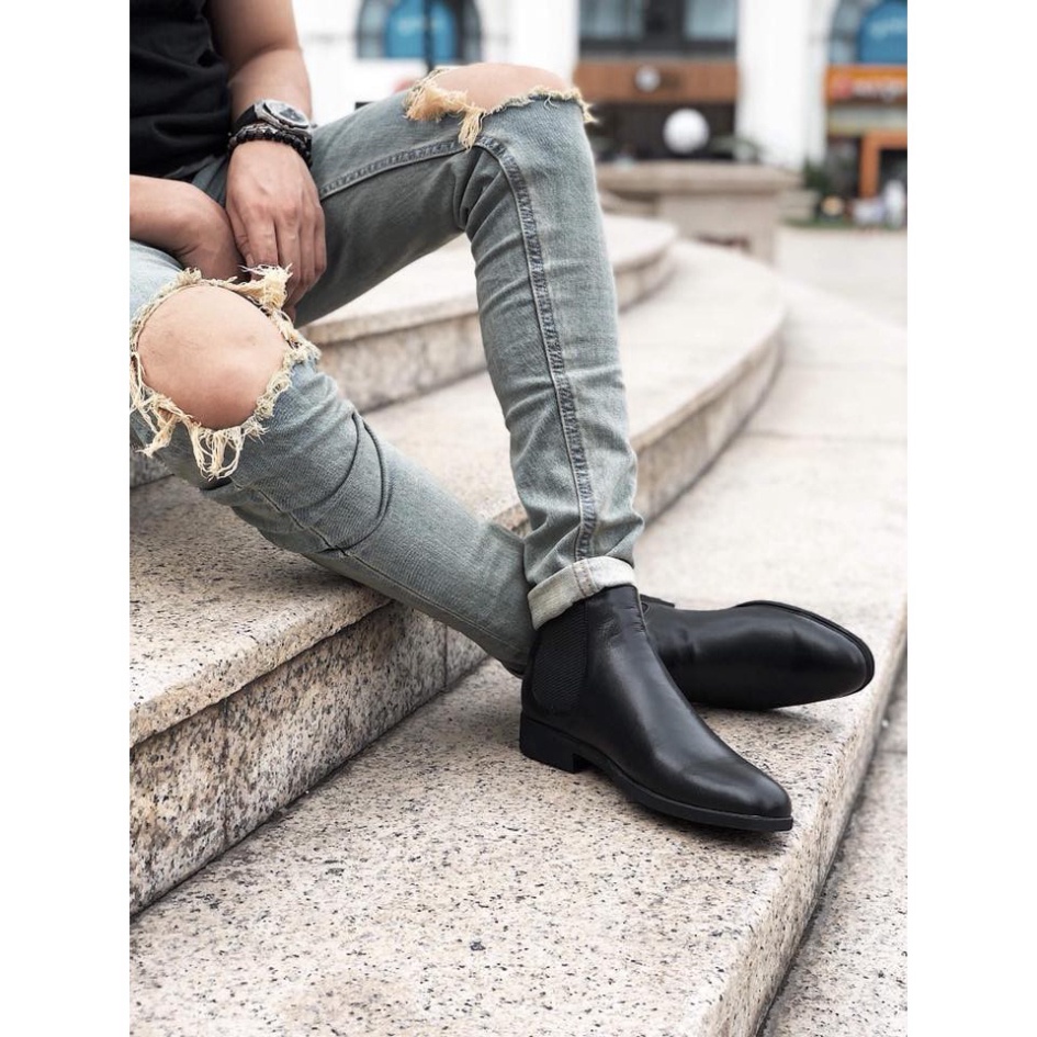 Giày Chelsea boots nam chất liệu da bò đế độn 3.5cm thời trang | BigBuy360 - bigbuy360.vn