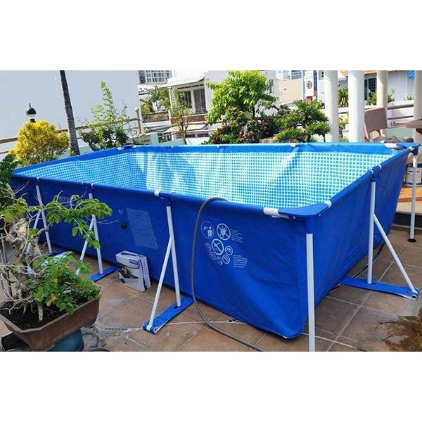 Bể bơi lắp ghép khung kim loại cao cấp 4.5m x 2.2m x 84cm 28273 Siêu KM quà trị giá 300k, 2 bịt tai, 2 phao tròn, 2 bóng