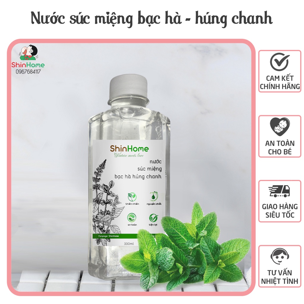 Nước súc miệng thảo dược Bạc hà - Húng chanh ShinHome (100% handmade)