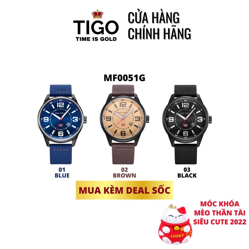 [Mã LT50 giảm 50k đơn 250k] Đồng Hồ Nam MINI FOCUS MF0051G.02 Dây Da Nâu Siêu Nhẹ Chống Nước 3 Kim Đẹp Cao Cấp - TIGO