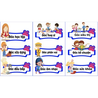 [Tên theo y/c] Decal dán TÊN GÓC CHƠI Trang trí Trường MẦM NON, Mẫu Giáo, Nhà Trẻ