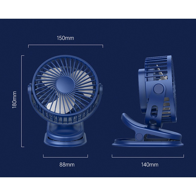 Quạt Kẹp Bàn Tích Điện 3 Cấp Độ Gió - Góc Xoay 360 Độ - Tiếng Ồn Cực Thấp - Sử Dụng Liên Tục Lên Đến Hơn 2h - GD228