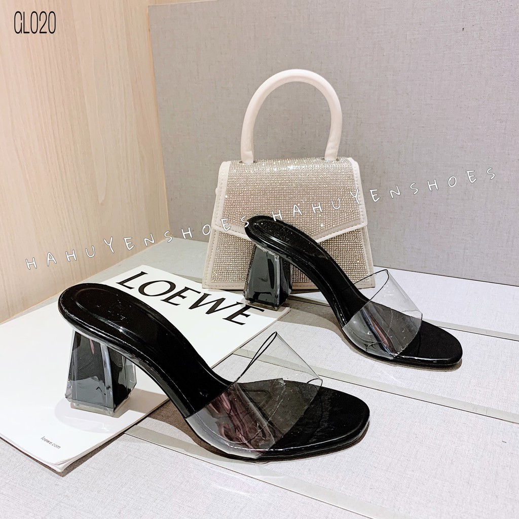 Guốc lê HHS quai trong gót khối đục 6 phân Hà Huyền Shoes - GL020