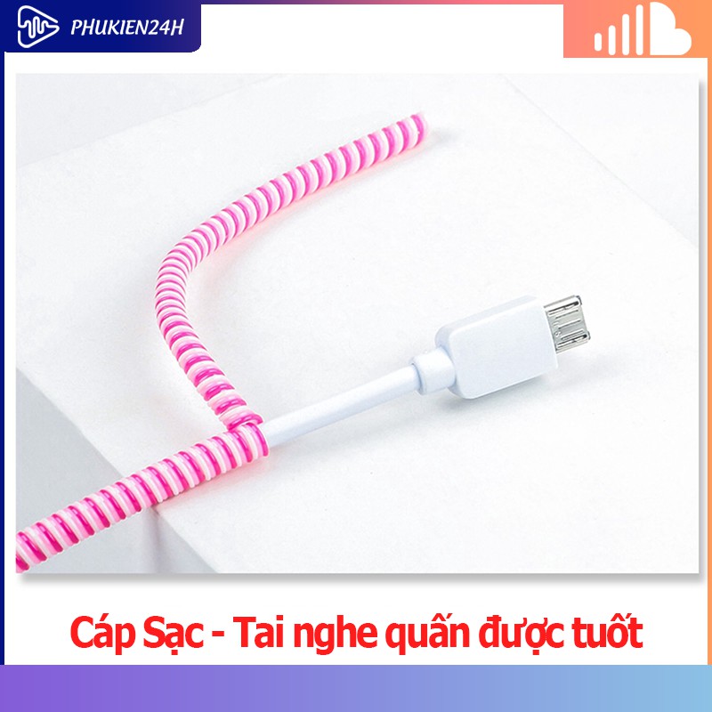 [SIÊU RẺ] Dây quấn tai nghe, dây lò xo bảo vệ sạc điện thoại, tai nghe nhiều màu chống đứt gãy