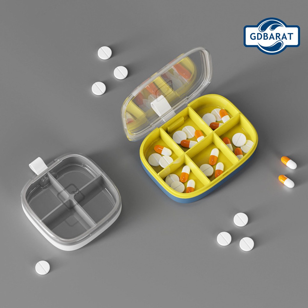 (Hàng Mới Về) Hộp Đựng Thuốc Viên 4 / 6 Ngăn Chống Ẩm Tiện Dụng