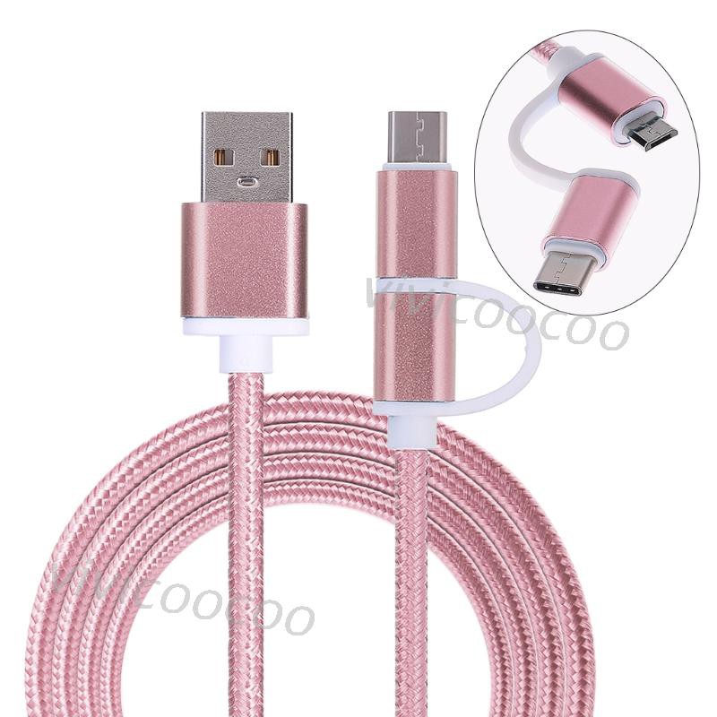 (Hàng Mới Về) Cáp Sạc Nhanh 2 Trong 1 Usb 2.0 Đầu Cắm Sang Usb 3.1 Type C & Micro Usb