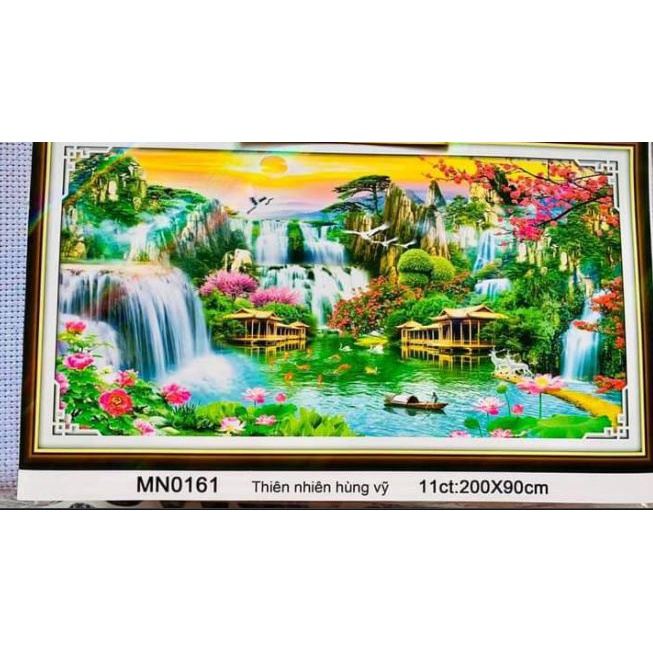 Tranh thêu, Tranh đính đá cao cấp ABC ( giá sỉ) phong cảnh đẹp tuyệt  Y8271(130x60cm), Y8272(160x72cm), Y8273(200x90cm);