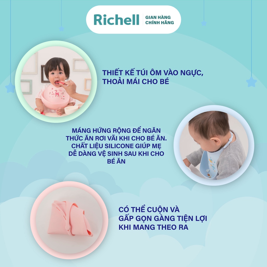 Yếm ăn dặm silicone cho bé Richell Nhật Bản | Baby