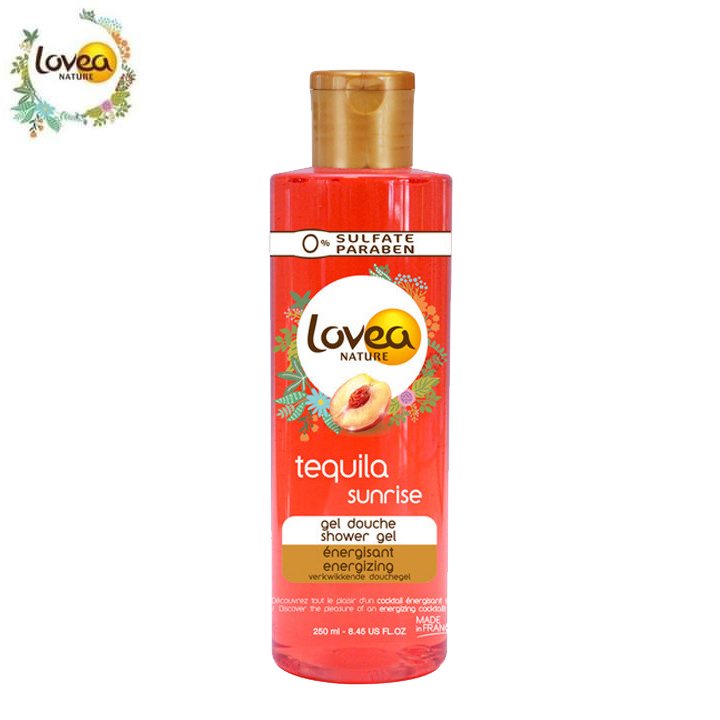 Sữa tắm Lovea Nature Tequila Sunrise – 250ml, cân bằng độ ẩm rất tốt với chiết xuất từ trái đào