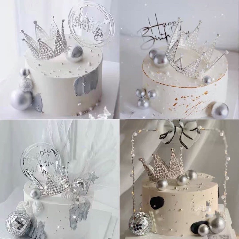 Vương miện vàng đồng nhựa đính hột 6 canh trang trí bánh kem HPBD M02