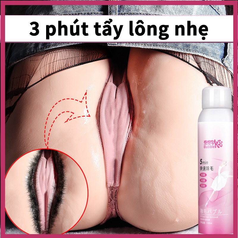 Kem tẩy lông Xịt tẩy lông 150ml mềm mại không kích ứng vùng kín tay chân nách tẩy lông nhanh chóng thích hợp cho cả nam