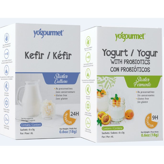 2 loại - Men làm sữa chua Kefir và Probiotic yogourment 18gr